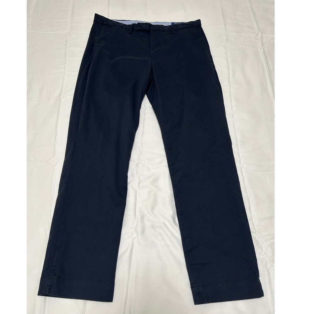 Polo Ralph Lauren Mens 34x30 Navy Blue Stretch Straight Fit Chino Business Pants